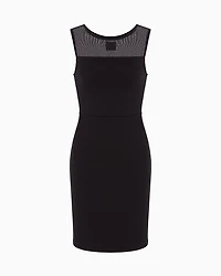Stretch fabric sheath dress with transparent insert