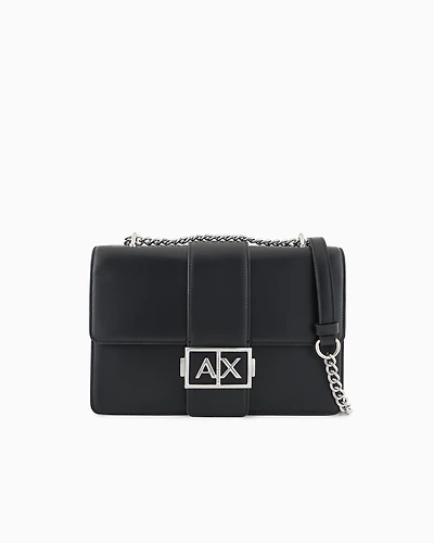 Shoulder bag with metal logo
