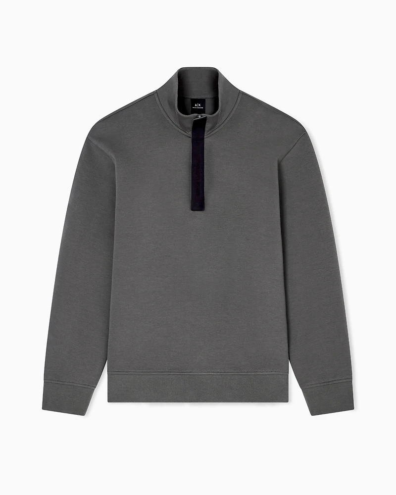 Sweatshirt with high neck and buttons
