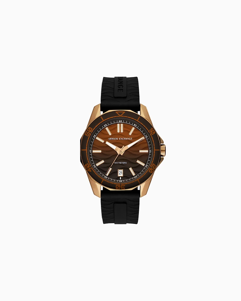 Three-hand movement watch with date display