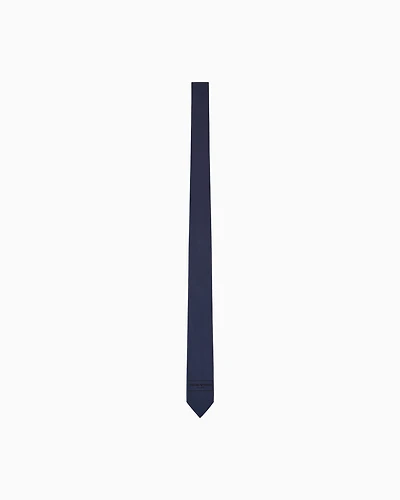 Emporio Armani - Pure silk tie with logo, Boy, Navy Blue, Size: