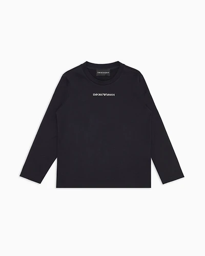Emporio Armani - Jersey jumper with logo, Boy, Navy Blue, Size: