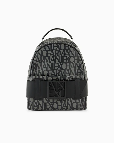 Backpack with contrasting allover logo