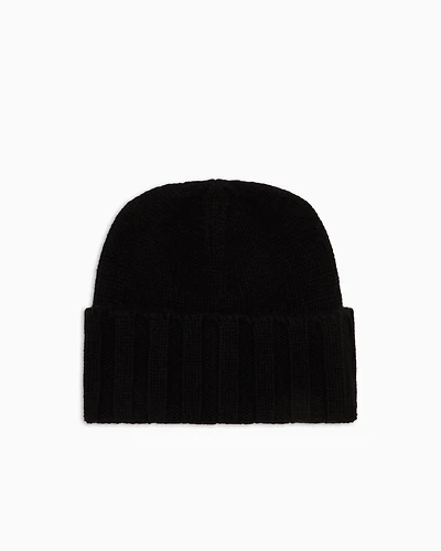Emporio Armani - Ribbed cashmere beanie, Woman, Black, Size:
