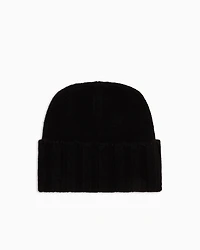 Emporio Armani - Ribbed cashmere beanie, Woman, Black, Size: