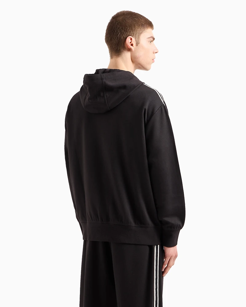 Full zip sweatshirt bonded cotton with bands on the sleeves