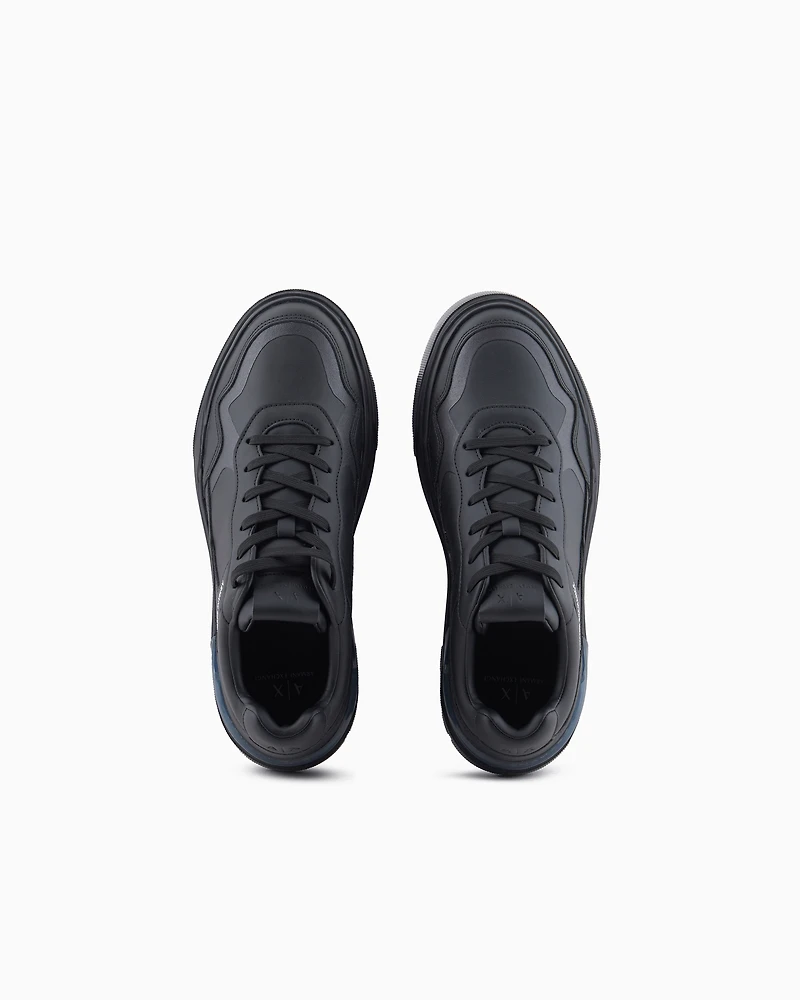 Eco-leather sneakers with decorative stitching