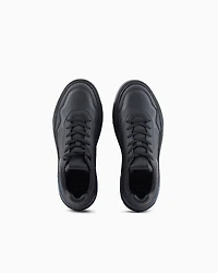 Eco-leather sneakers with decorative stitching