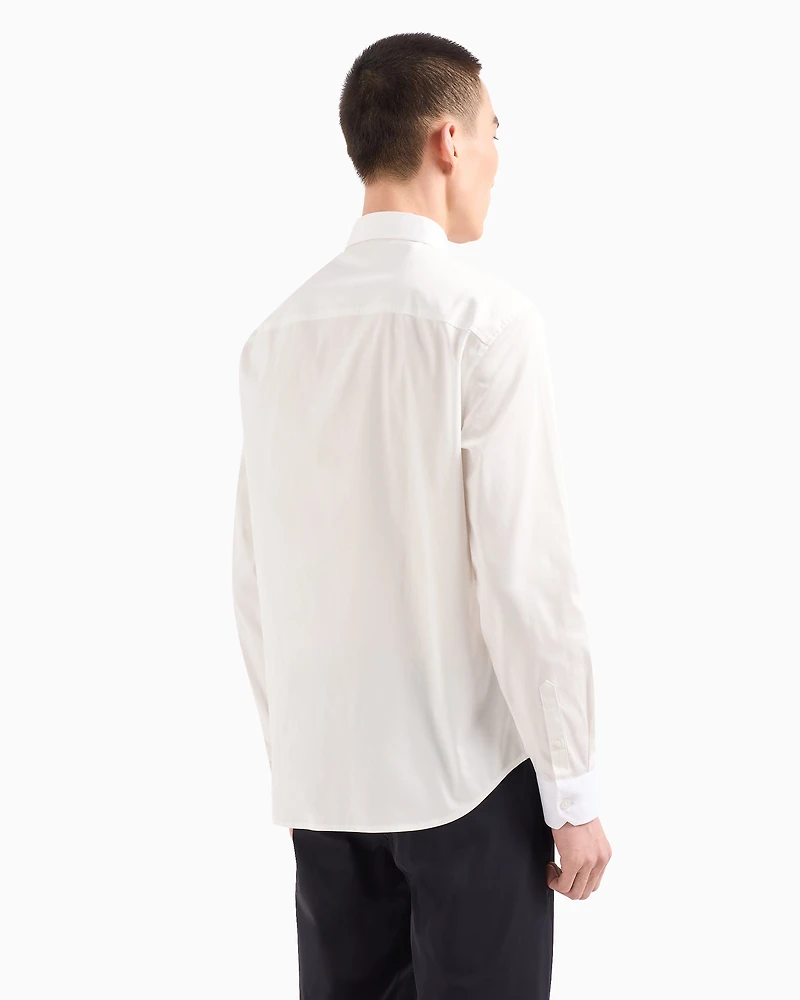 Regular fit shirt stretch satin cotton