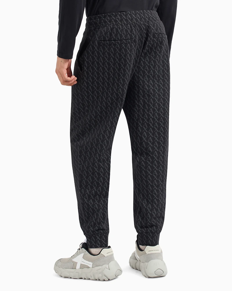 Jogger pants fabric with allover logo pattern