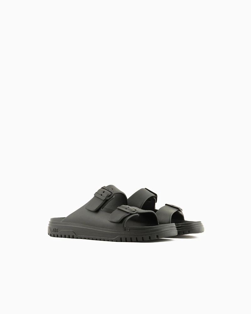 Slippers with two straps and buckles