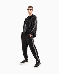 Full zip sweatshirt bonded cotton with bands on the sleeves