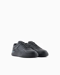 Eco-leather sneakers with decorative stitching