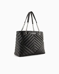 Quilted shopper bag with chain handles