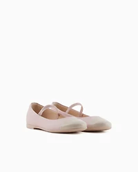 Emporio Armani - Nappa-leather ballerinas with patent leather toe, Girl, Pink, Size: