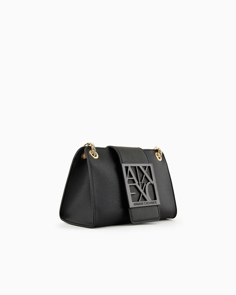 Bag with monogram logo and chain shoulder strap