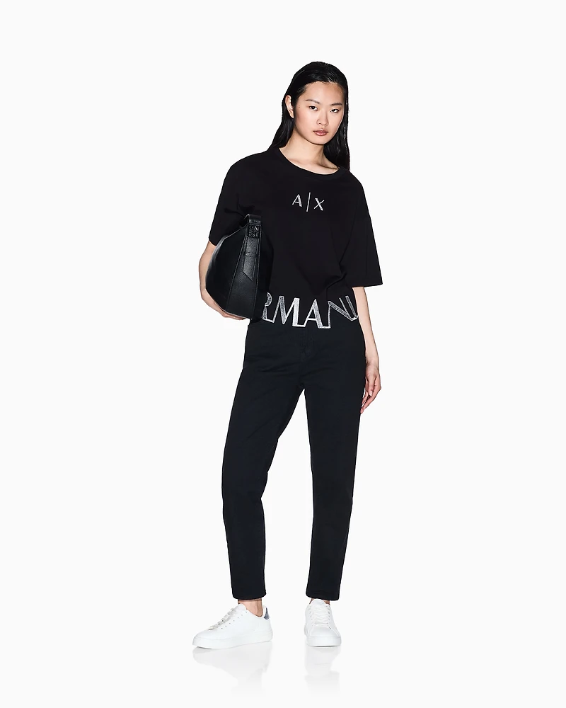 Cropped T-shirt with logo profile
