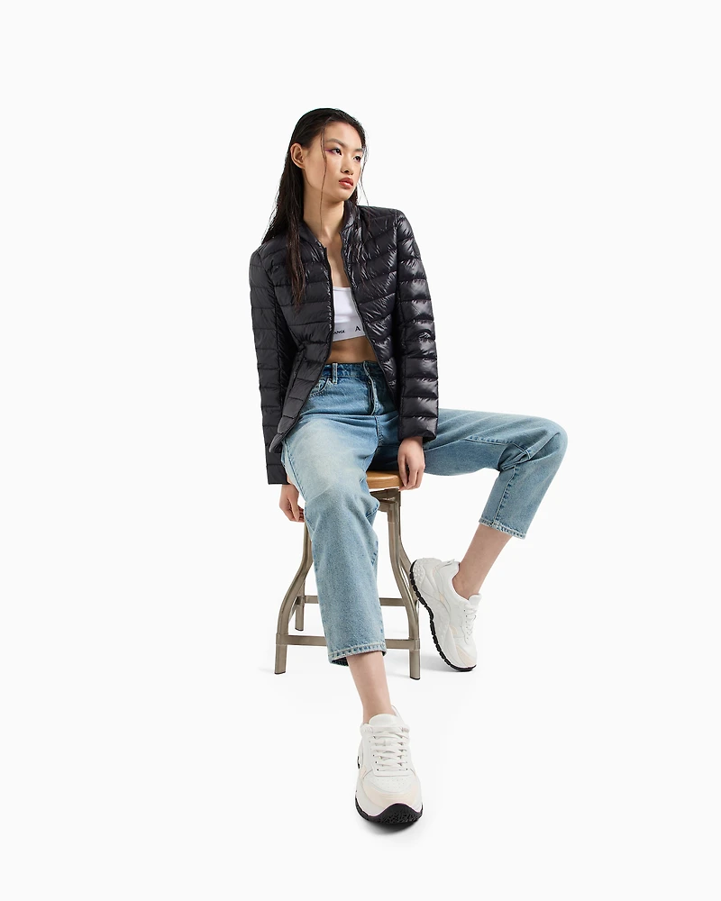 Shiny fabric down jacket