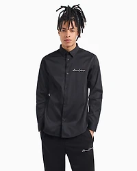 Regular fit shirt stretch satin cotton