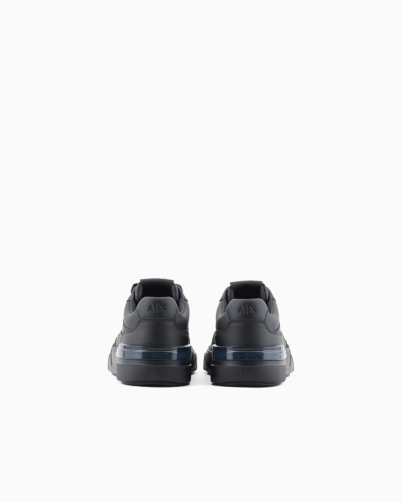 Eco-leather sneakers with decorative stitching