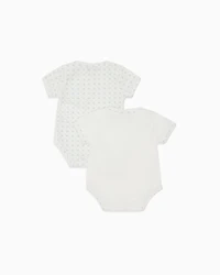 Emporio Armani - Pack of two jersey bodysuits with op-art eagles and logo, Unisex Junior, Light Blue, Size: