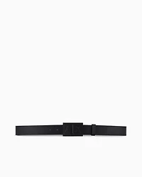 Leather belt with rectangular buckle