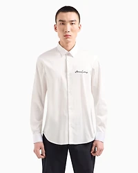 Regular fit shirt stretch satin cotton