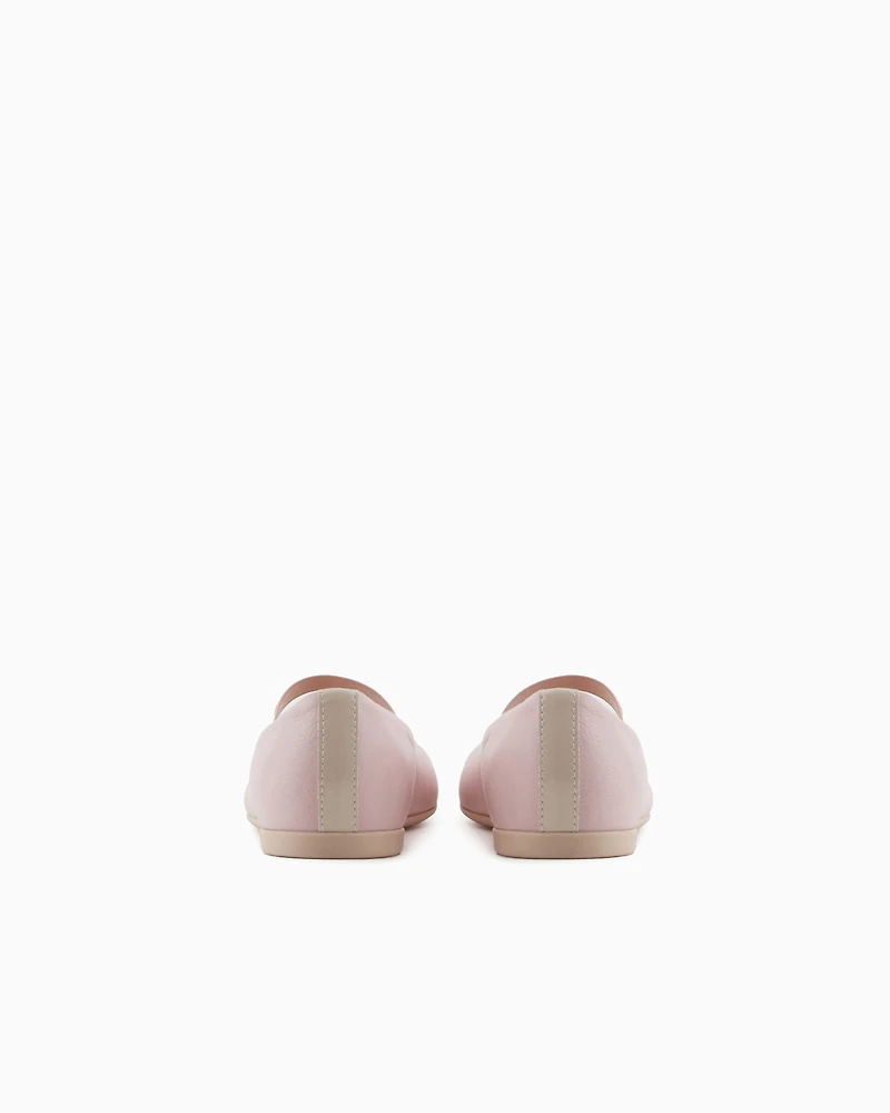 Emporio Armani - Nappa-leather ballerinas with patent leather toe, Girl, Pink, Size: