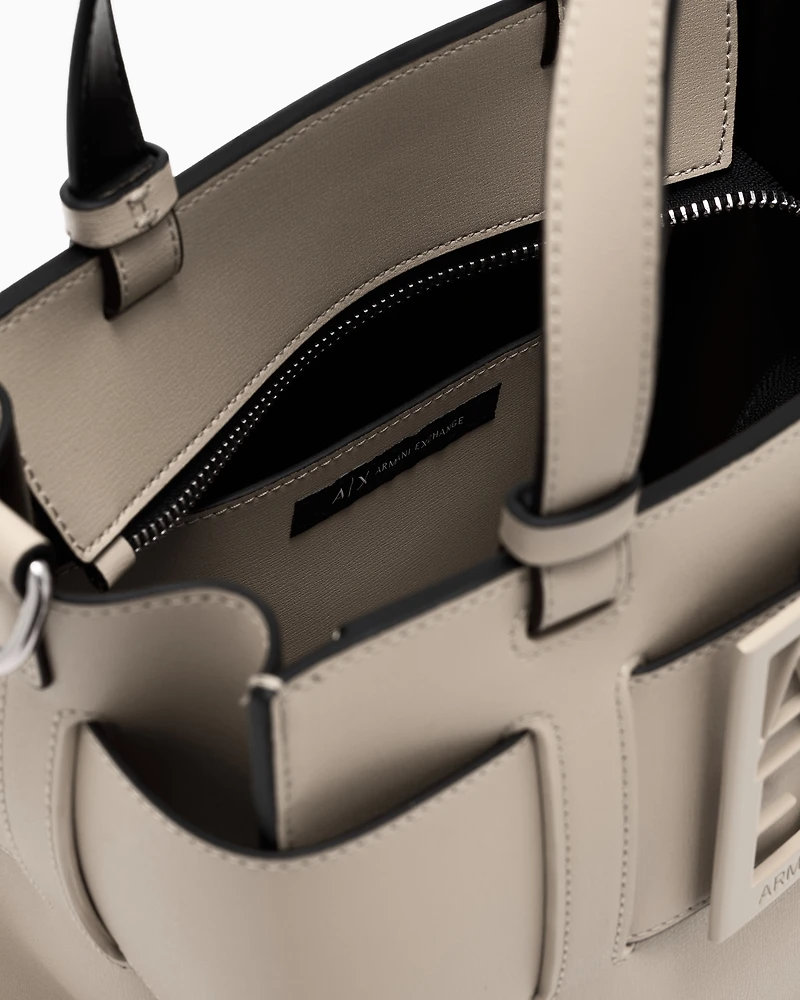 tote bag with double handles and shoulder strap