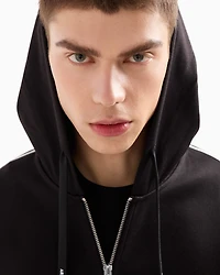 Full zip sweatshirt bonded cotton with bands on the sleeves