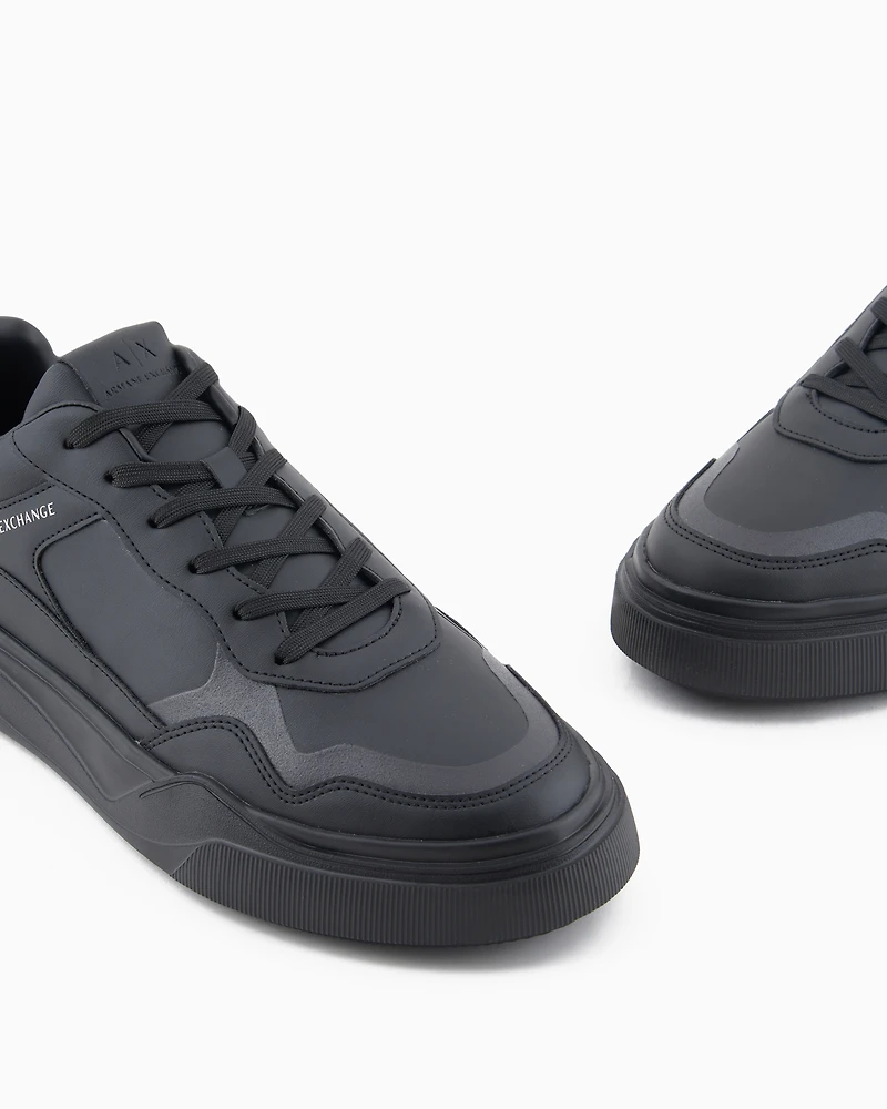 Eco-leather sneakers with decorative stitching