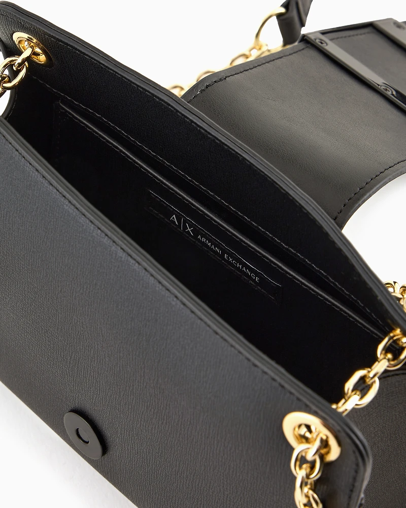Bag with monogram logo and chain shoulder strap