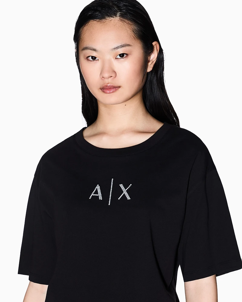 Cropped T-shirt with logo profile