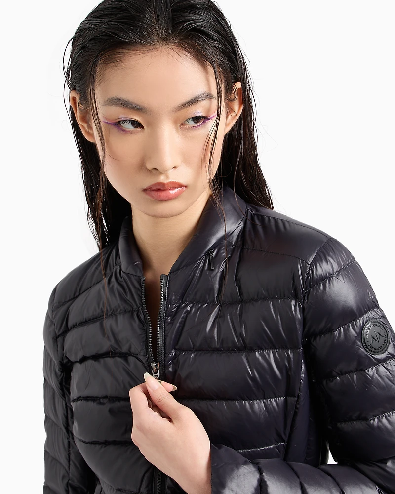 Shiny fabric down jacket