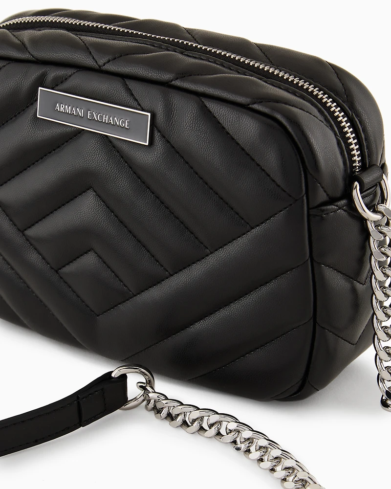 Quilted shoulder bag with chain strap