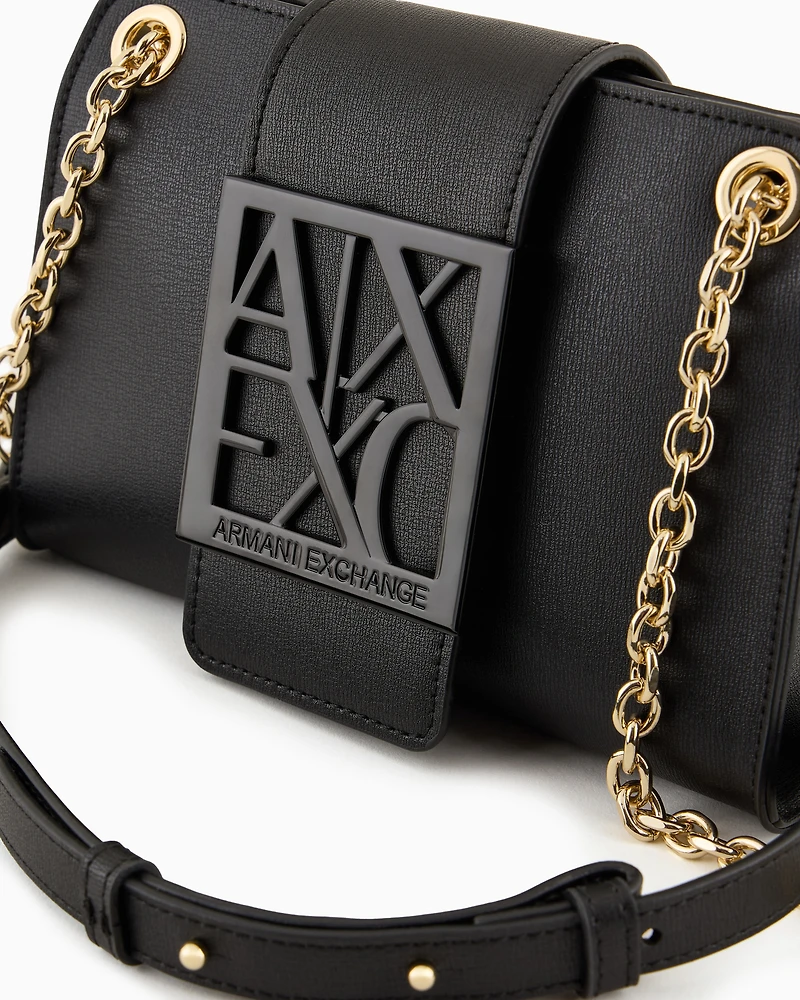 Bag with monogram logo and chain shoulder strap