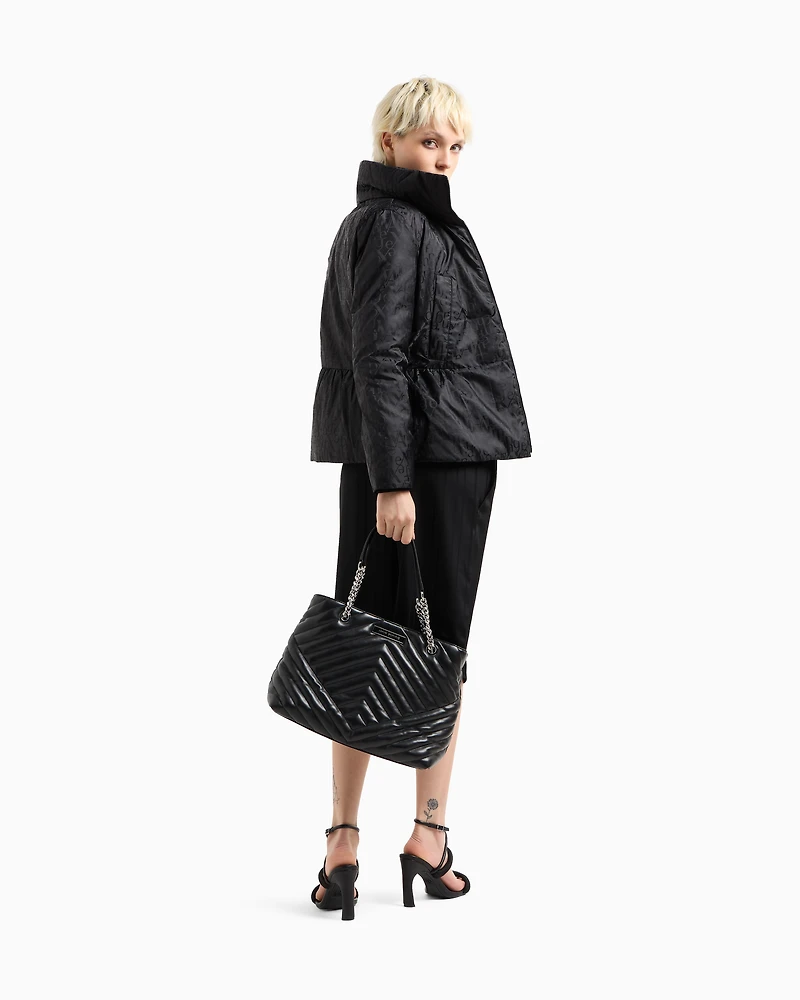 Quilted shopper bag with chain handles