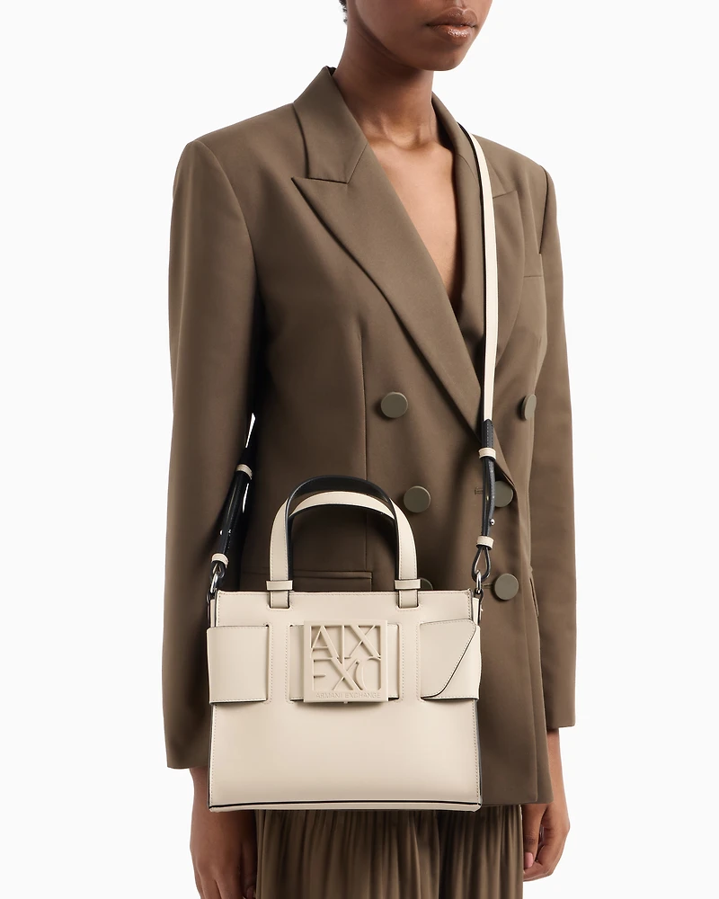 tote bag with double handles and shoulder strap