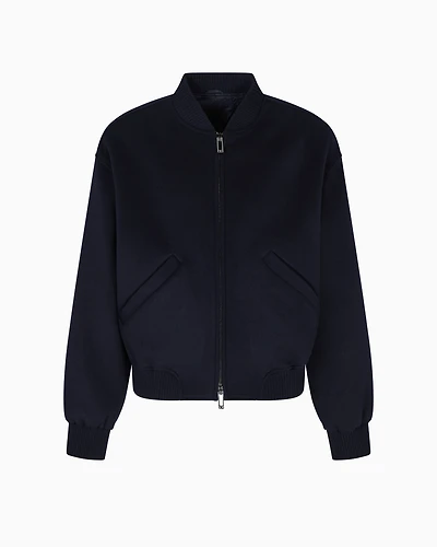 Emporio Armani - Icon zip-up blouson virgin wool cloth, Man, Blue, Size: