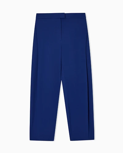 Emporio Armani - Stretch Milano-stitch fabric trousers with a pleat , Woman, Blue, Size: