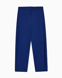 Emporio Armani - Stretch Milano-stitch fabric trousers with a pleat , Woman, Blue, Size: