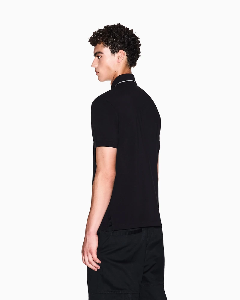 Slim fit polo shirt with logo and piping