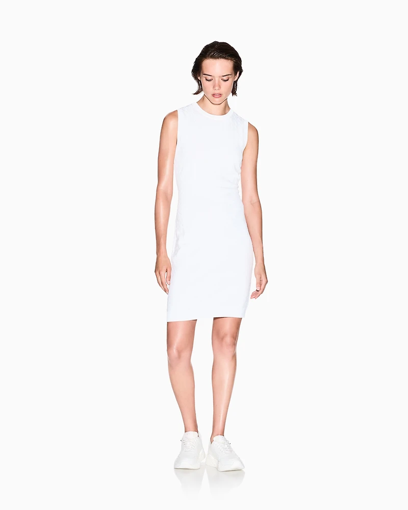Sheath dress with allover logo