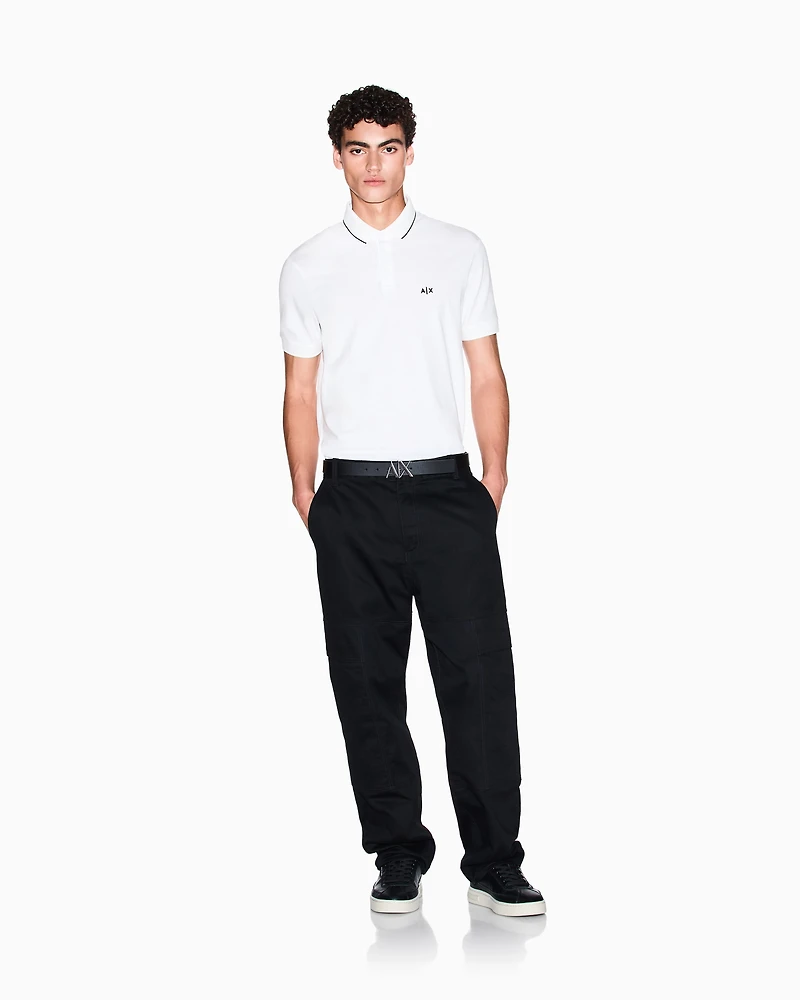 Slim fit polo shirt with logo and piping