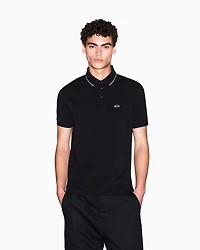 Slim fit polo shirt with logo and piping