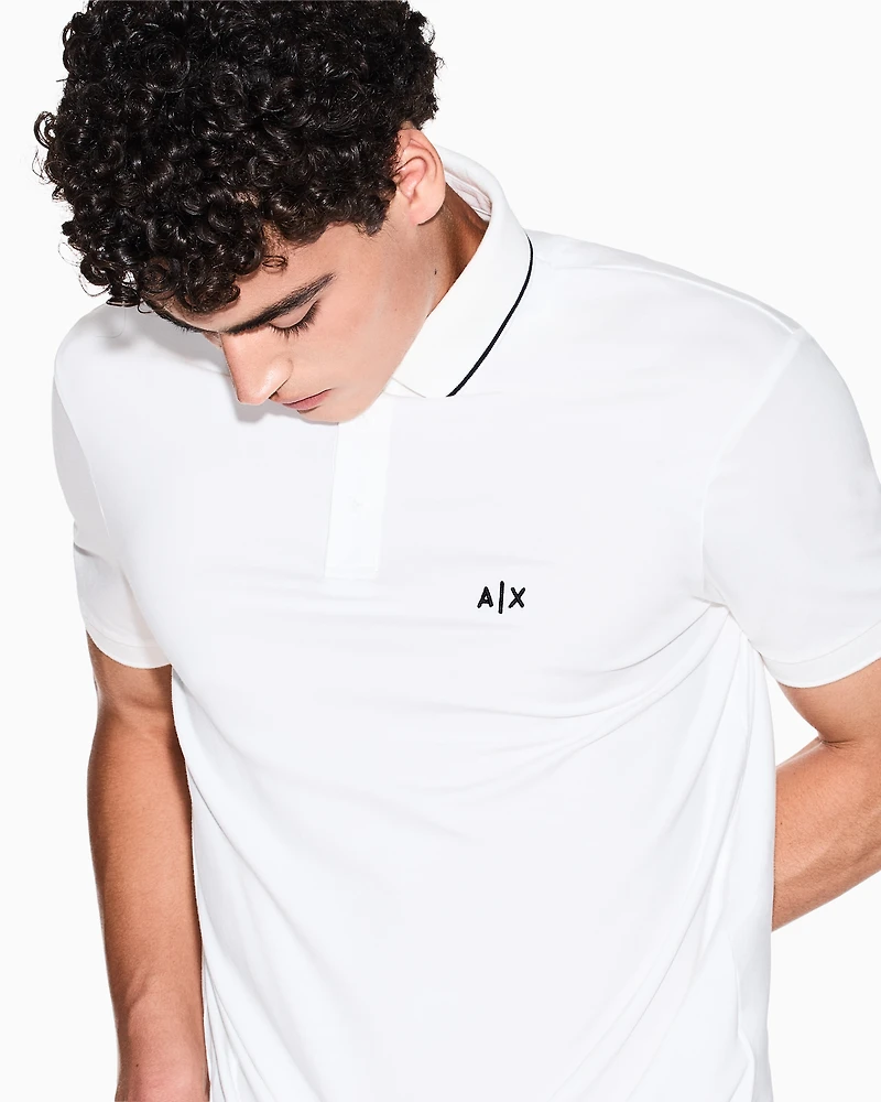 Slim fit polo shirt with logo and piping