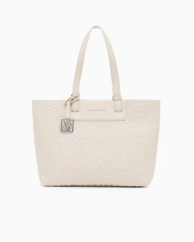 Armani Exchange - Shopper bag with allover logo, Woman, Beige, Size: TU