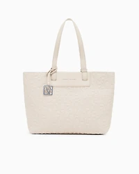 Armani Exchange - Shopper bag with allover logo, Woman, Beige, Size: TU