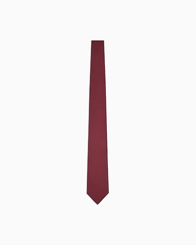 Emporio Armani - Pure silk micro-textured tie, Man, Burgundy, Size: TU