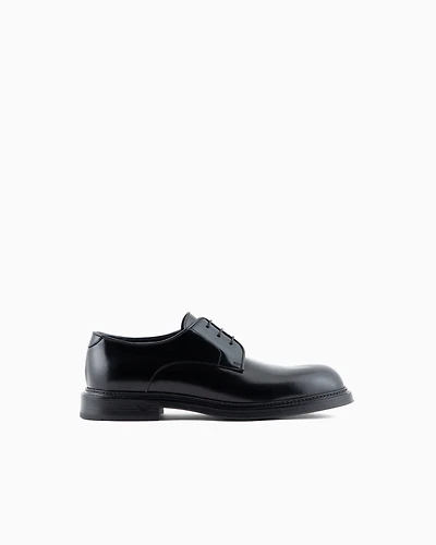 Emporio Armani - Derby shoes buffed leather, Man, Black, Size: